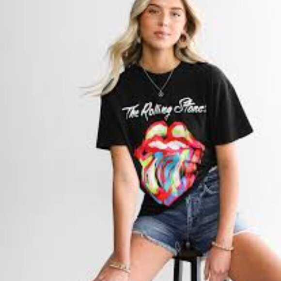 The Rolling Stones Black and Red Women's Top Size M - Picture 1 of 5